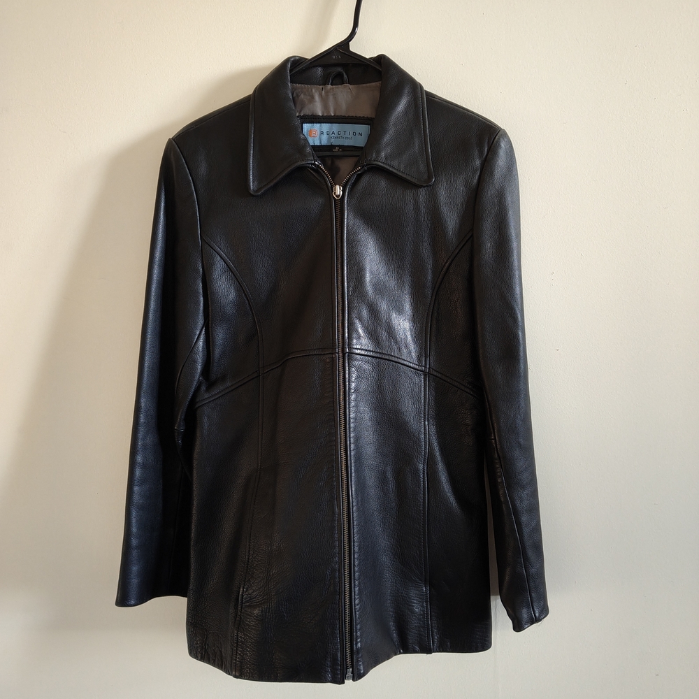 Kenneth Cole Reaction Black Leather Jacket